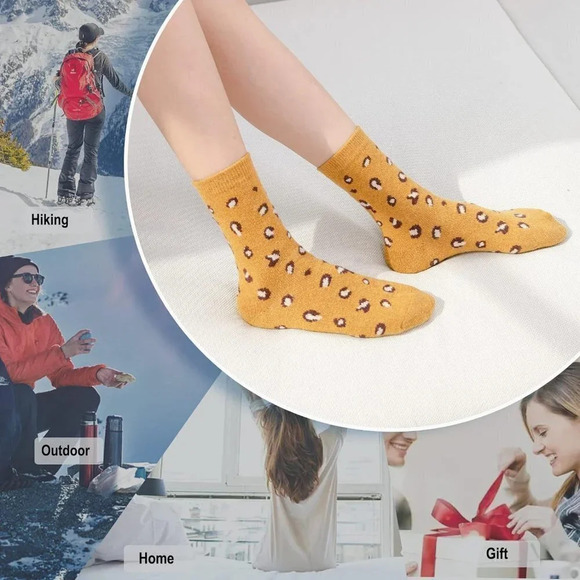 Women Winter Warm Socks for Ladies Cozy Crew Socks 6 Pairs - 13039/Mix Leopard - Picture 5 of 5